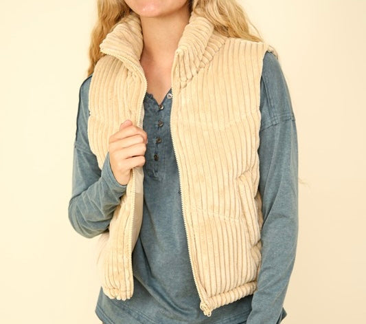 Merry & Bright Puffer Vest- Cream